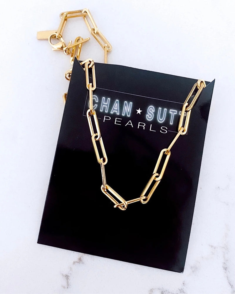 18K Gold Plated Classic Paper Clip Necklace