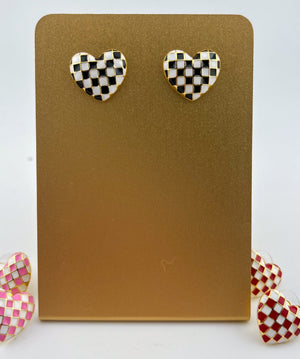 Lost In Love Checkered Heart Earrings