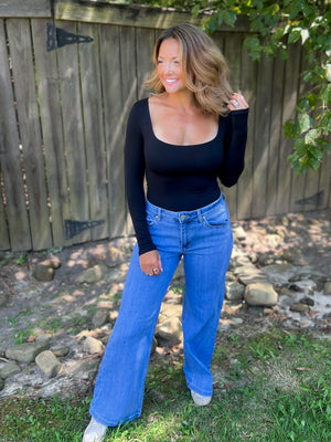 Just In Time Built In Bra Square Neck Top