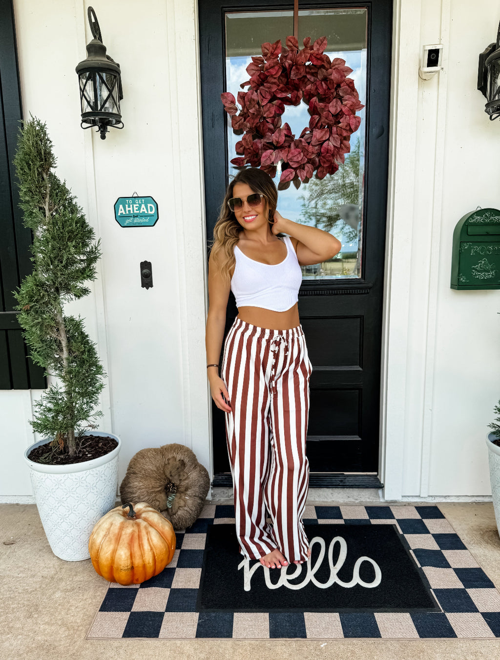 Good Vibing Striped Pants (Brown)/ Pre-Order/ Ships September