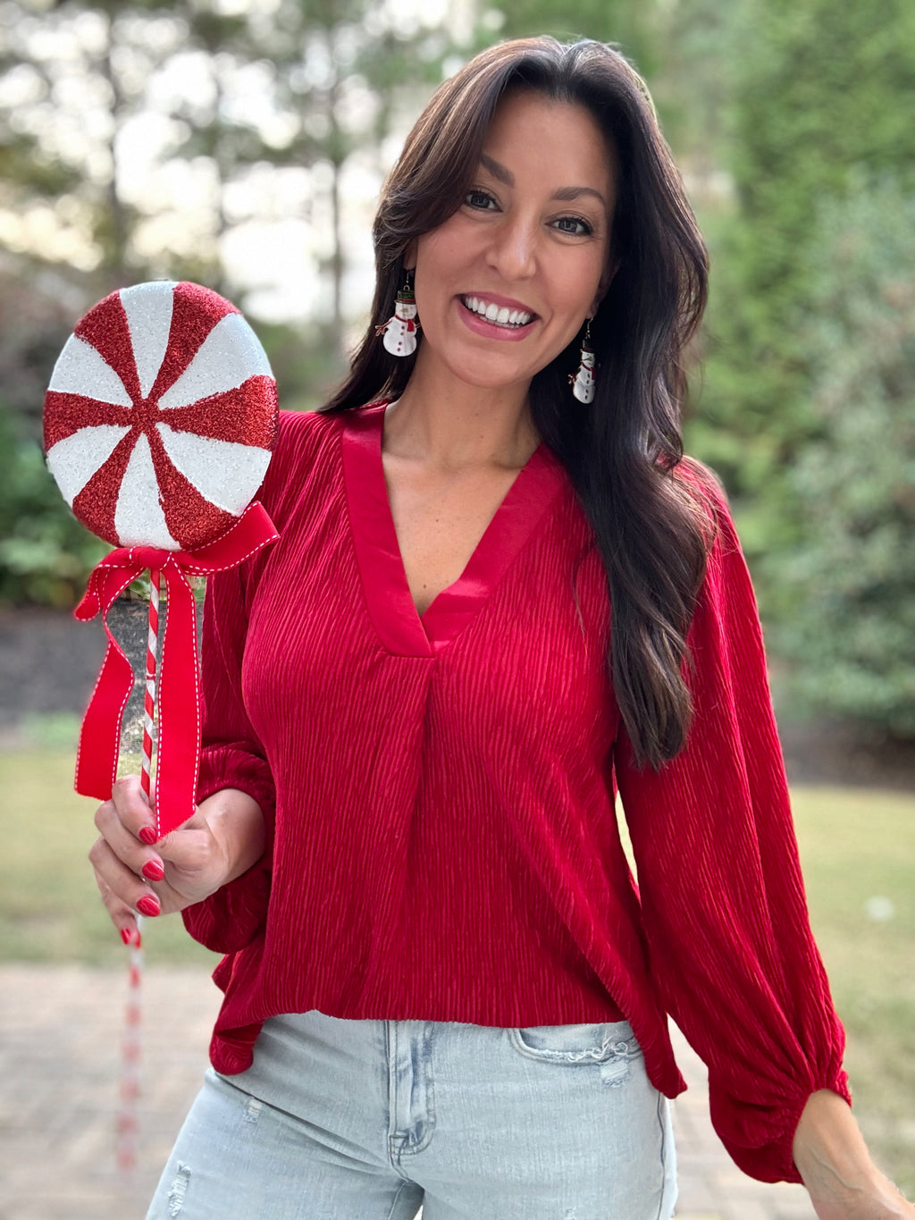 The Scarlet Pleated Velvet Top