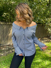 Off The Shoulder Working Button Down