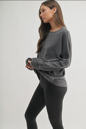 On The Go Pullover (Heathered Black)