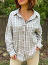 Marley Frayed Plaid Button Down (Sage)