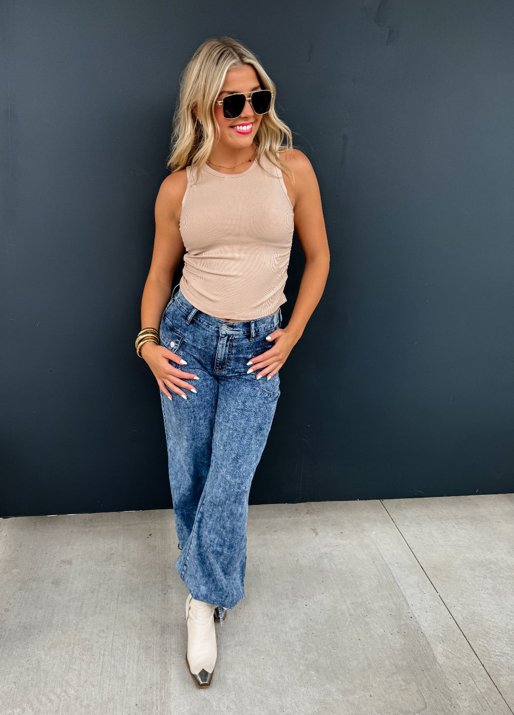 Shelley Cinch Hem Wide Leg Jeans/ Pre-Order/ Ships in 2 Weeks