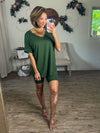 Brooklyn Butter Shorts & V-neck Set (Army Green)