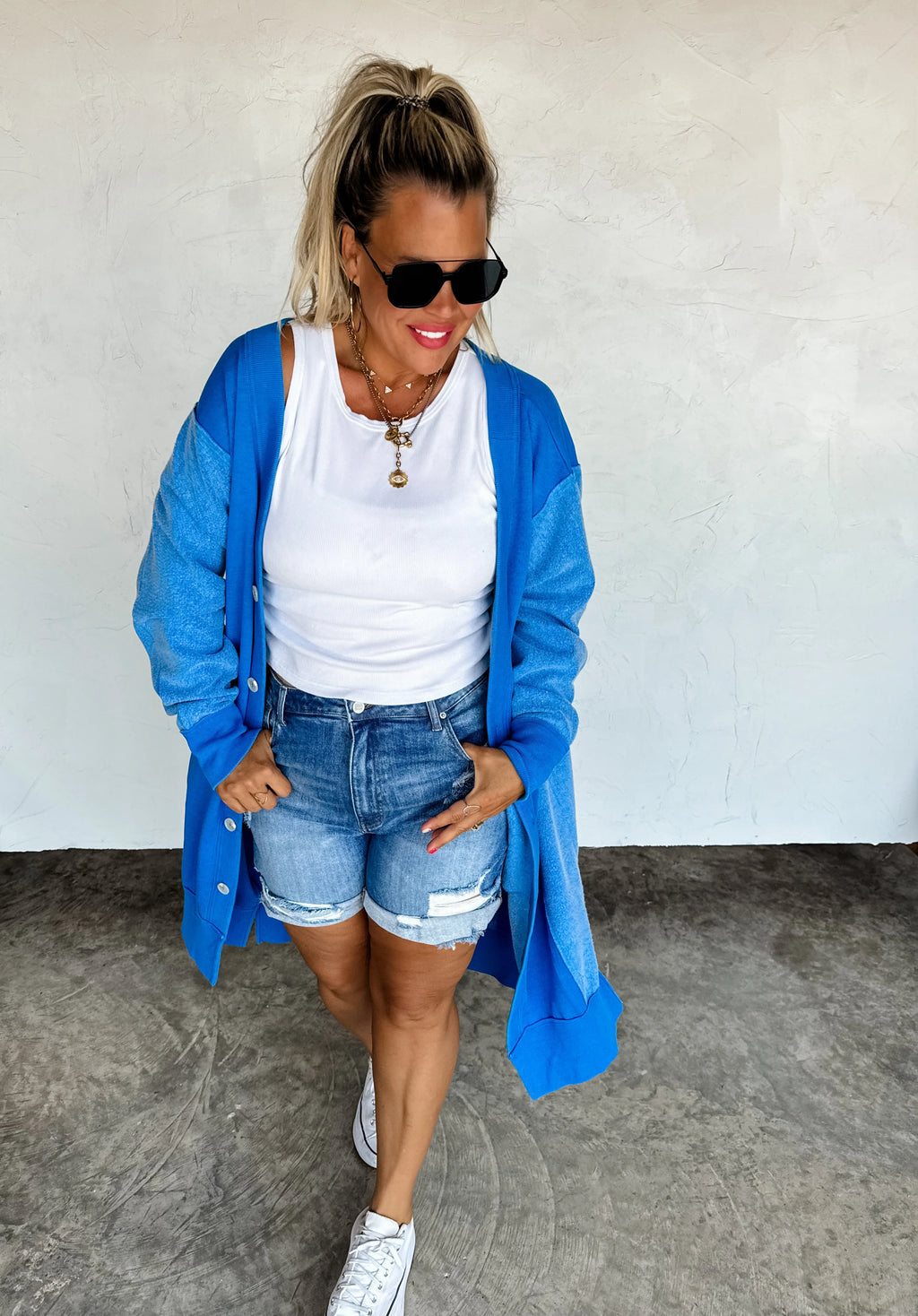 Salish Sweatshirt Cardigan (Royal Blue)/ Ships in 2 Weeks