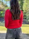 The Molly Sweater & Mesh Sleeve Top (Red)