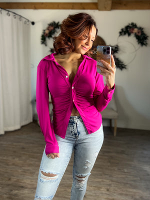 Maggie Ruched Top (Magenta)