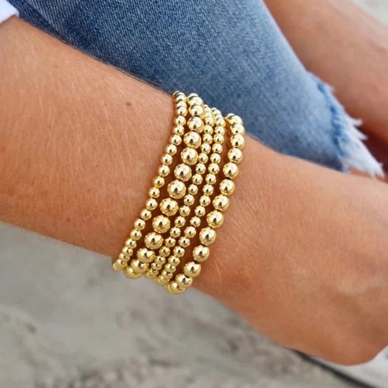 14K Gold Classic Beaded Bracelet