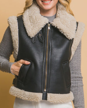 Shearling Faux Leather Fur Vest/Pre-Order/ Ships in 1-2 weeks