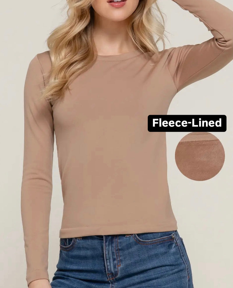 *DOORBUSTER* / Fleeced-Line Seamless Top (Tan) - Ships week of 12/9