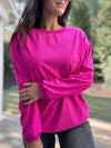 The Alexis Corded Velvet Pullover (Hot Pink)