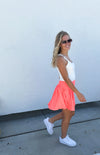 Out of Your League Tennis Skirt (Built in Shorts w pockets) Coral