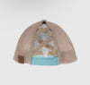 Distressed Peace Sign Criss Cross High Pony Hat
