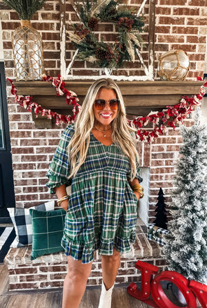 Whispering Pines Plaid Smocked Dress