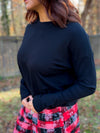 Classic At The Hips Long Sleeved Top (Black)