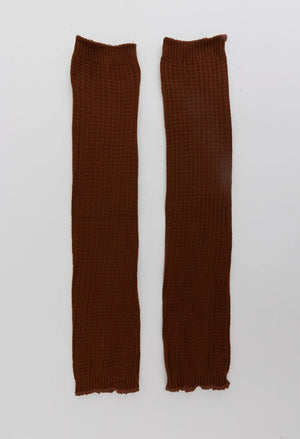 Waffle Knits Leg Warmers (Brown)