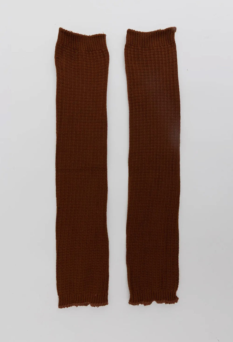 Waffle Knits Leg Warmers (Brown)