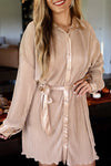 The Paige Pleated Dress (Beige) / Pre-Order Ships 9-27