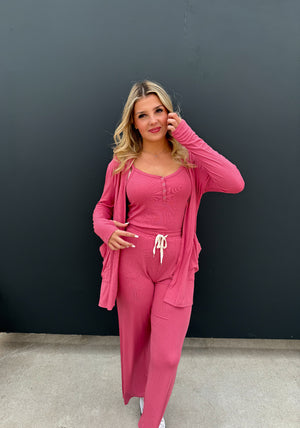 Our Epic Romper Cardigan Set (Pink)