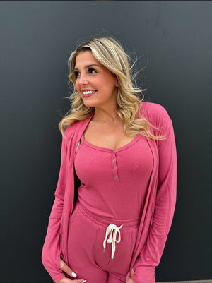 Our Epic Romper Cardigan Set (Pink)