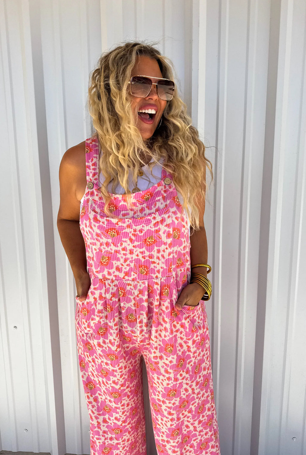Kennedy Ribbed Floral Overalls/ Ships in 1-2 Weeks