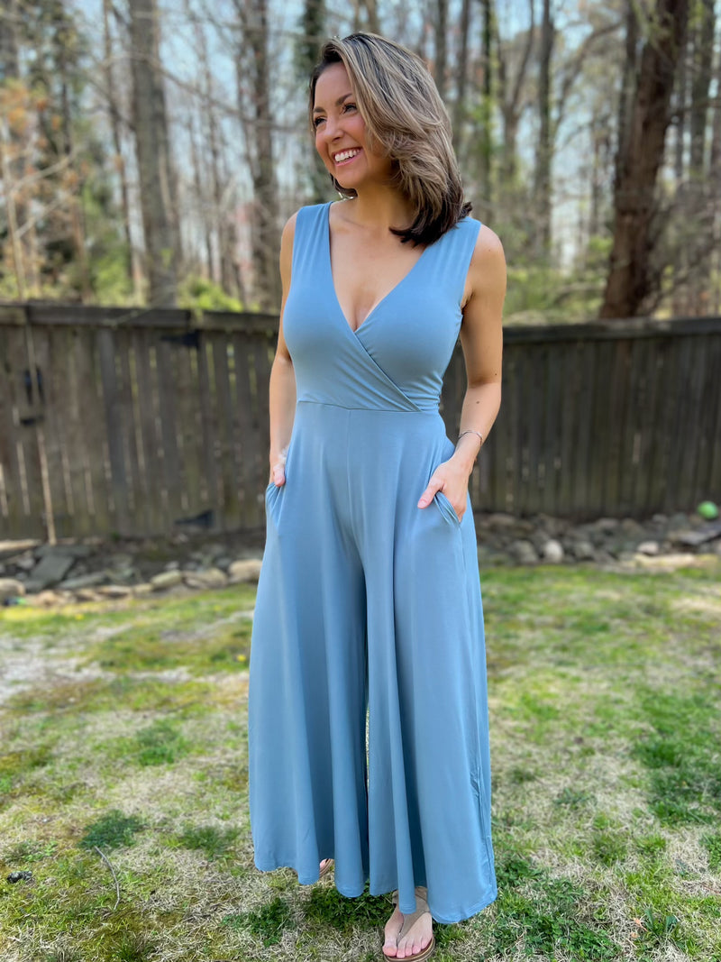 Slay The Day Jumpsuit (Blue Grey)
