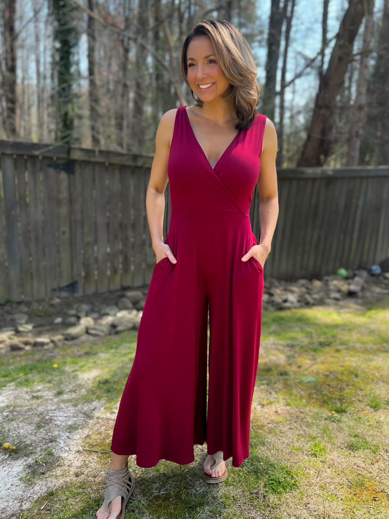 Slay The Day Jumpsuit (Cabernet)