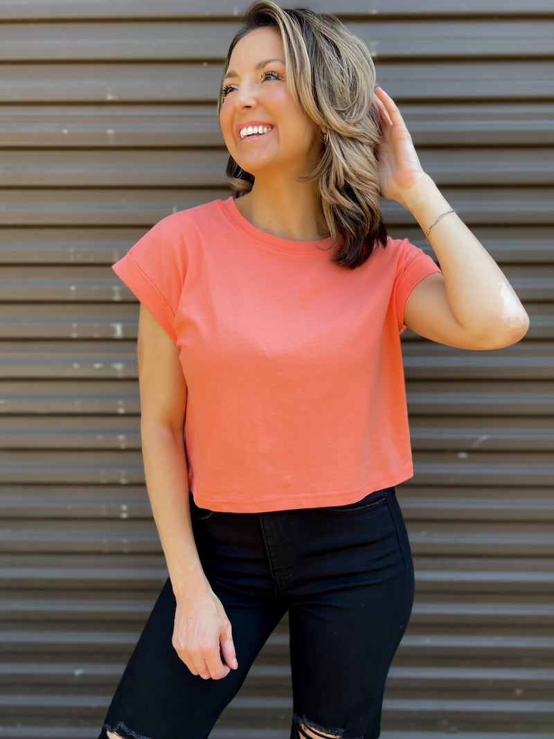 Classic Cropped Tee (Coral)