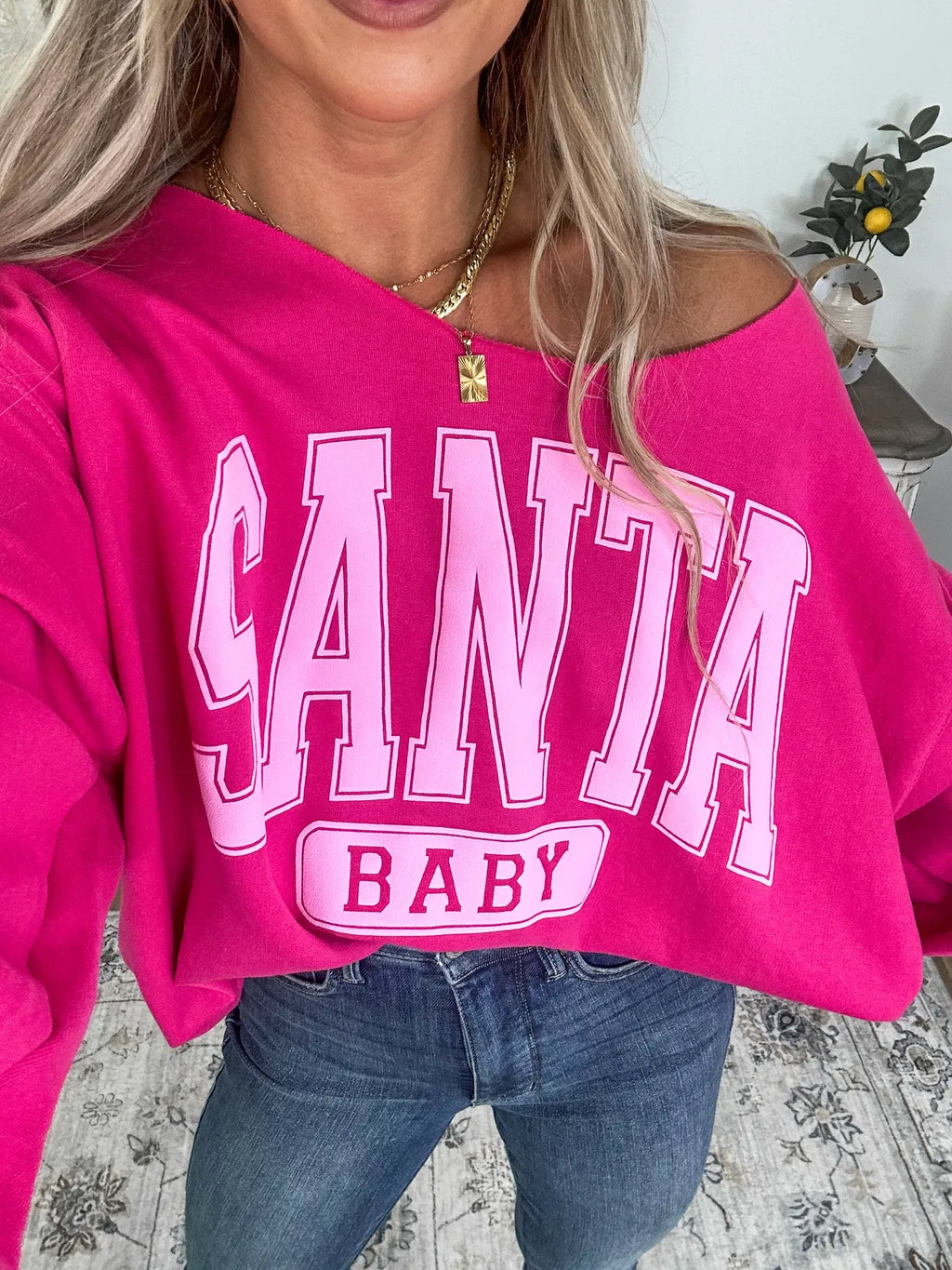 Santa Baby Off The Shoulder Sweatshirt