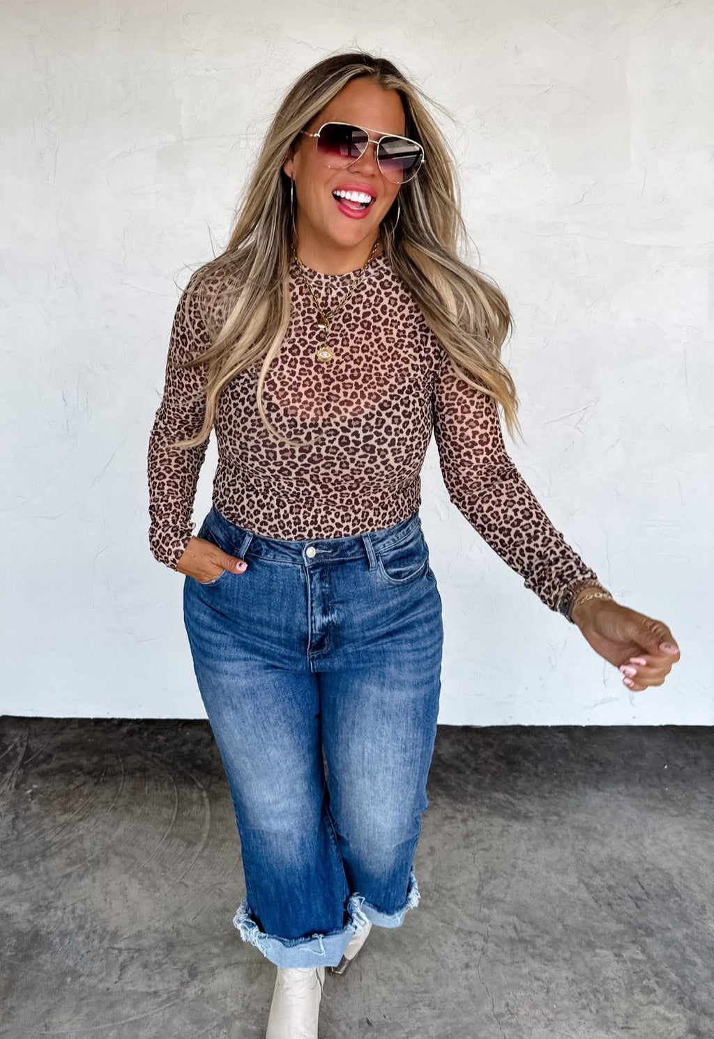 Classic Cheetah Mesh Top