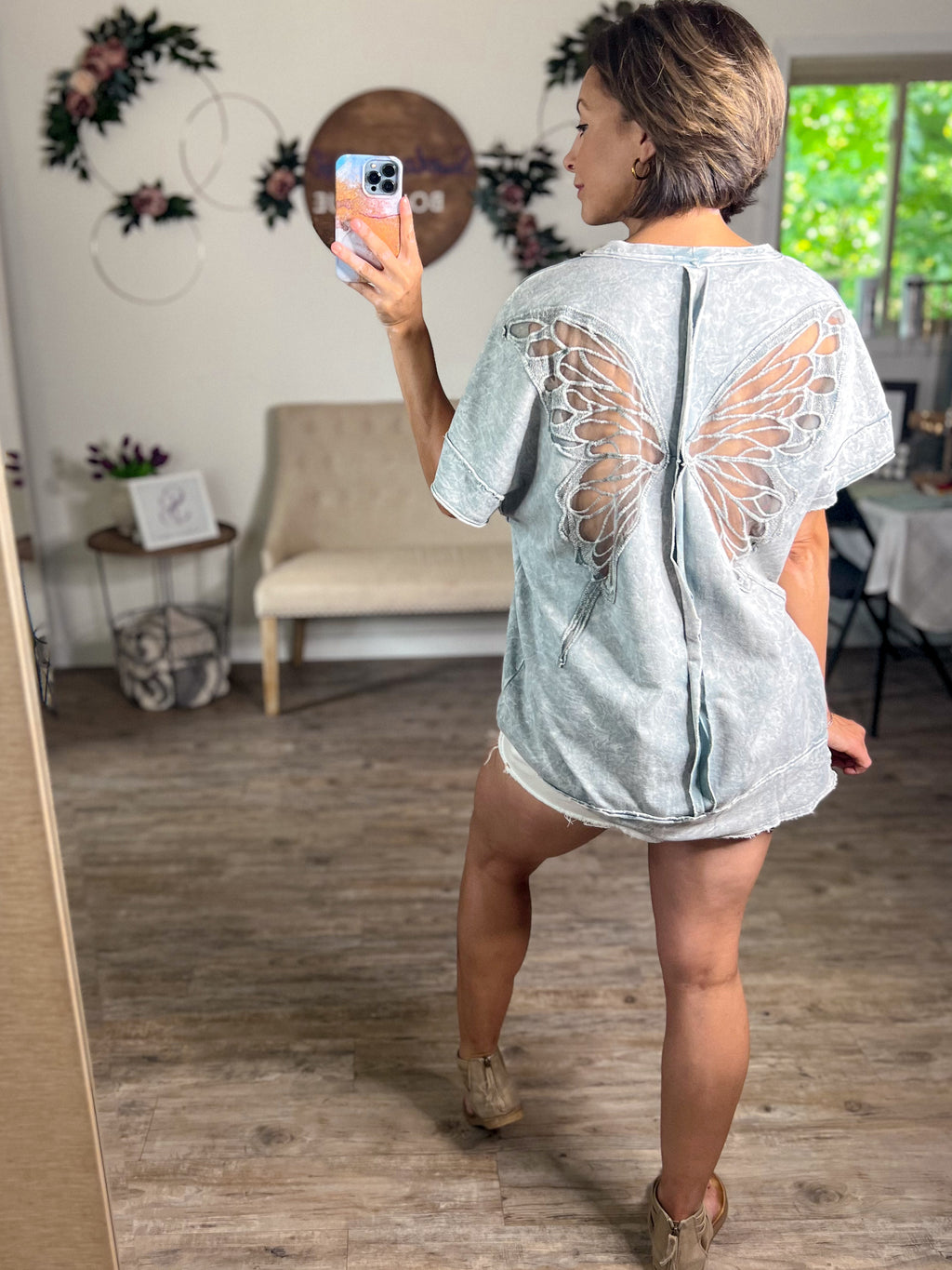 Butterfly Wing Mineral Wash Top