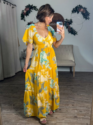 The Sunshine Garden Maxi Dress (Yellow)