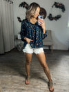 Floral & Lace Blouse (Teal)