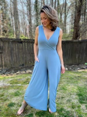 Slay The Day Jumpsuit (Blue Grey)