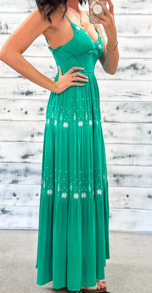 Embroidered Dream Dress (Sea Green)