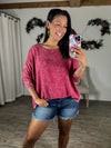 Make You Happy Mineral Washed Top (Red)