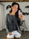 Make You Happy Mineral Washed Top (Charcoal)