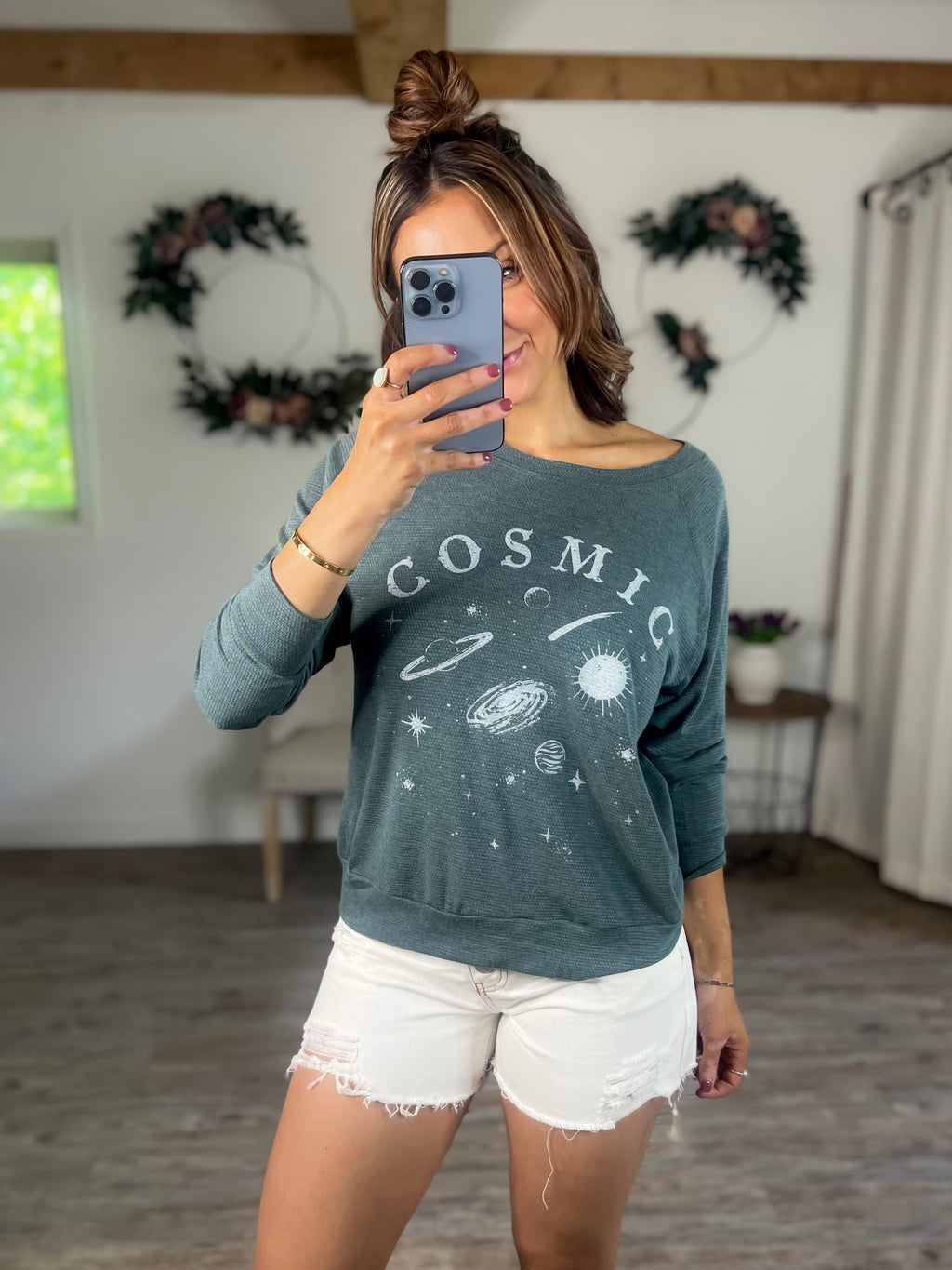 Cosmic Soft Knitted Teal Top