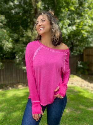 Burnout Pink Thumbhole Top