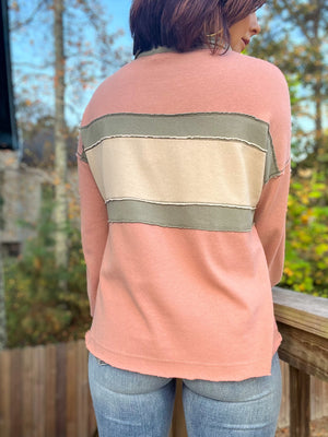 Color Blocking Rugby Pullover