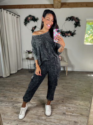 Ready to Go Vintage Mineral Wash Joggers (Charcoal)