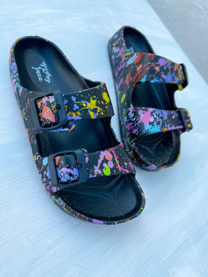 Splattered Paint Sandals (Black)