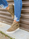 New Heights Wedge Sneaker (Taupe Canvas)