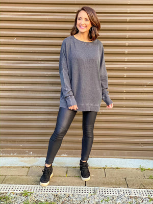 On The Go Pullover (Heathered Black)