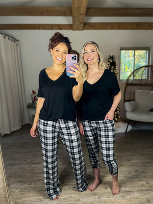 Plaid Butter Joggers (Black & White)
