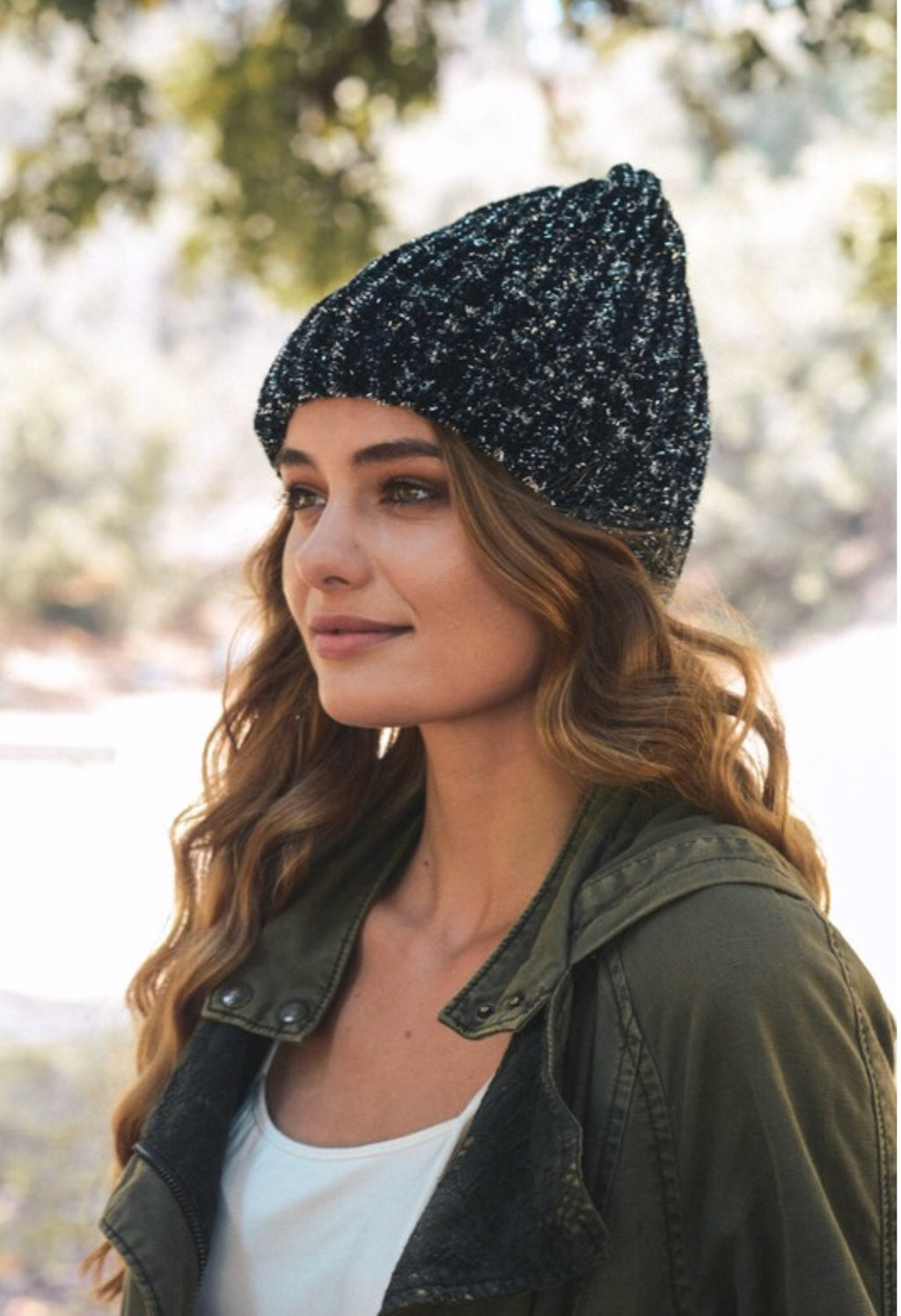 Speckled Black Beanie