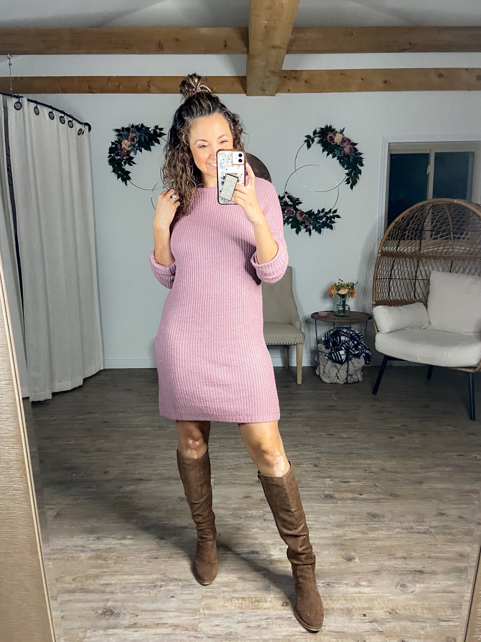 Flum Float Breeze Flavor Made for Me Sweater Dress (Mauve) M Flum Float Breeze Flavor Made for Me Sweater Dress (Mauve) M