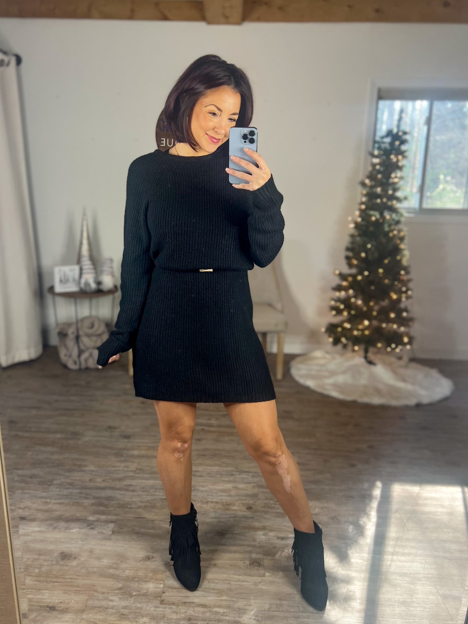 black sweater dress christmas Tipsy Elves Merry Christmas Tassel Sweater Dress for Women